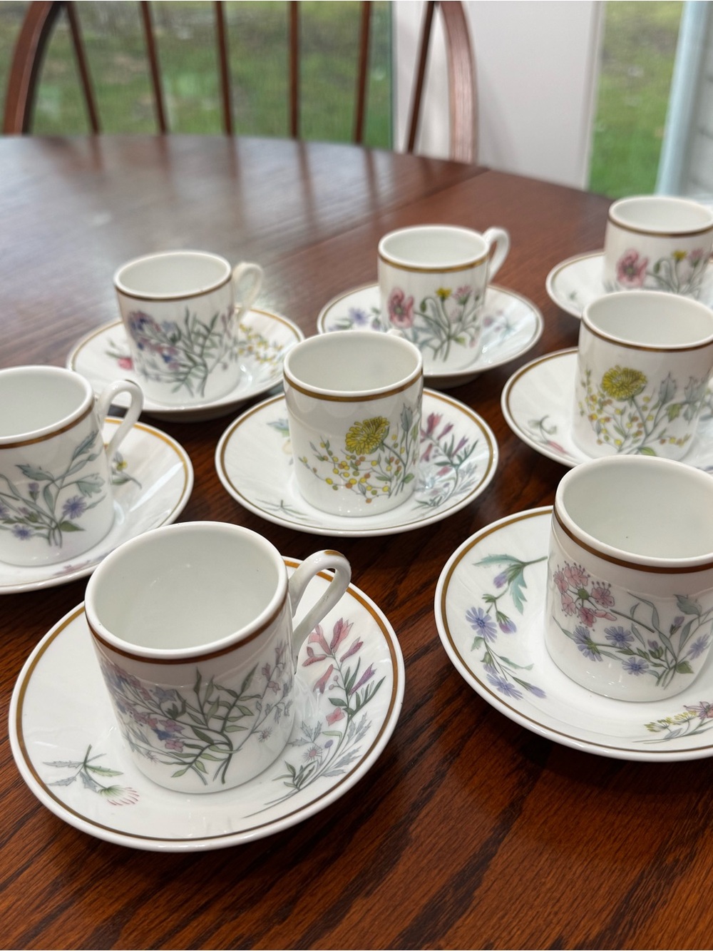 Richard Ginori Floral Espresso Cup and Saucer Set with Gold Trim — Multi-Color